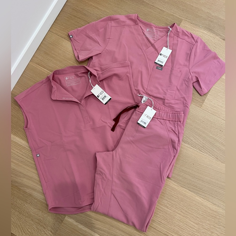 FIGS Chalk Pink Scrub Set | Rafaela, Leon, Tansen